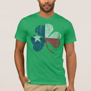 Patriotic Irish Texas Flag Shamrock Vintage Fade T-Shirt