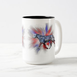 Patriotic Irish Wolfhound Red White & Blue  Two-Tone Coffee Mug