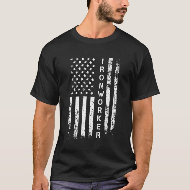 Patriotic Ironworker Ironworking T-Shirt (Front)