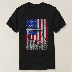 Patriotic Ironworker Vintage USA American Flag  T-Shirt