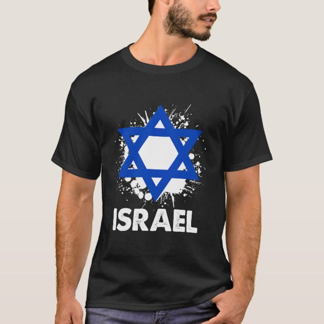 Patriotic Israel Pride Israeli Flag T-Shirt (Front)