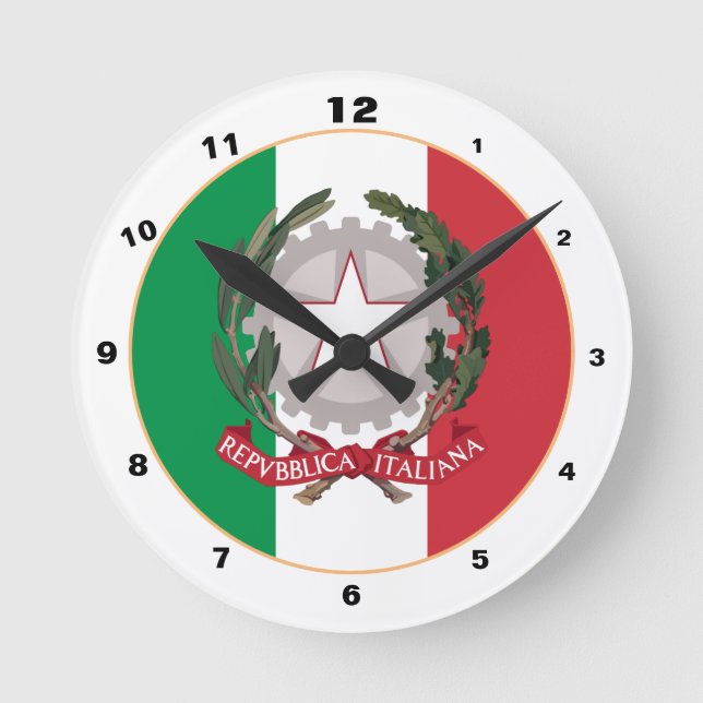 Patriotic Italian Flag & Italy Home sport / design Round Clock (Front)