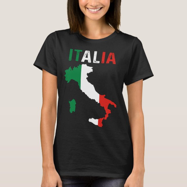 Patriotic Italian Roots Europe Traveler Italy Map  T-Shirt (Front)