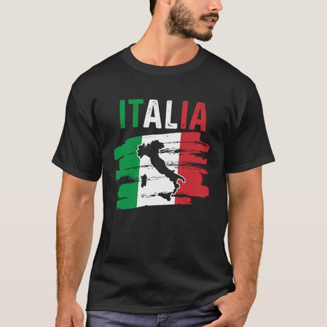 Patriotic Italian Roots Europe Traveler Italy Map  T-Shirt (Front)