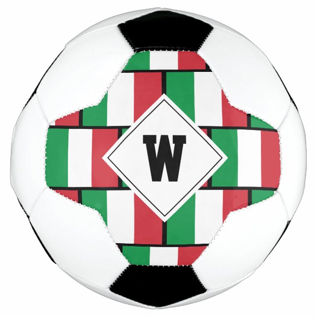 Patriotic ITALY FLAG Monogram Football (Front)