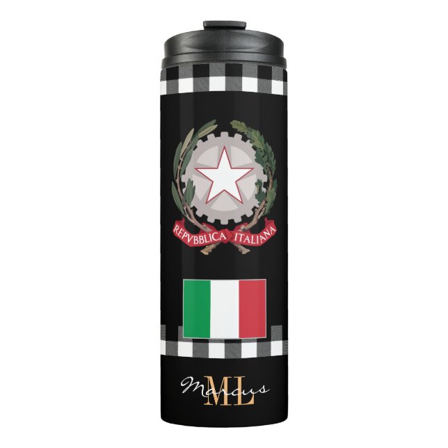 Patriotic Italy travel Mug, Italian Flag Thermal Tumbler (Front)
