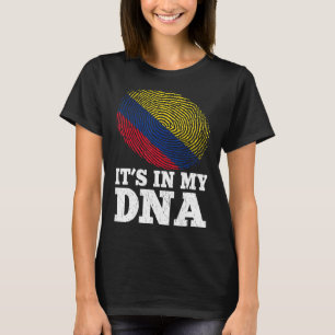 Patriotic It's In My Dna Fingerprint Colombia Flag T-Shirt