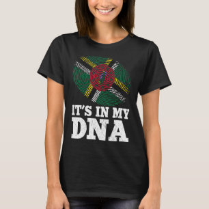 Patriotic It's In My Dna Fingerprint Dominica Flag T-Shirt