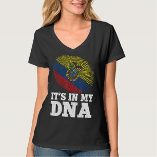 Patriotic It's In My Dna Fingerprint Ecuador Flag T-Shirt