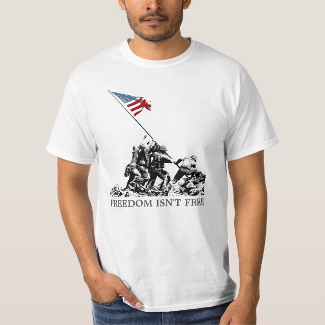 Patriotic Iwo Jima American Flag Freedom WWII T-Shirt (Front)