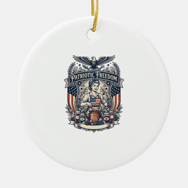 Patriotic Jam Maker Ceramic Tree Decoration (Front)
