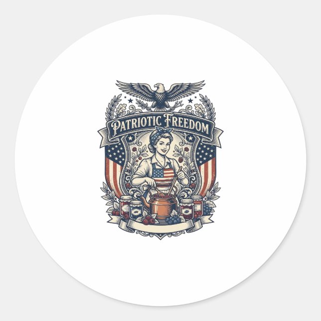 Patriotic Jam Maker Classic Round Sticker (Front)
