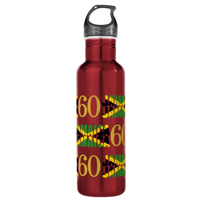 Patriotic JAMAICA Flag 60th Anniversary 710 Ml Water Bottle (Front)