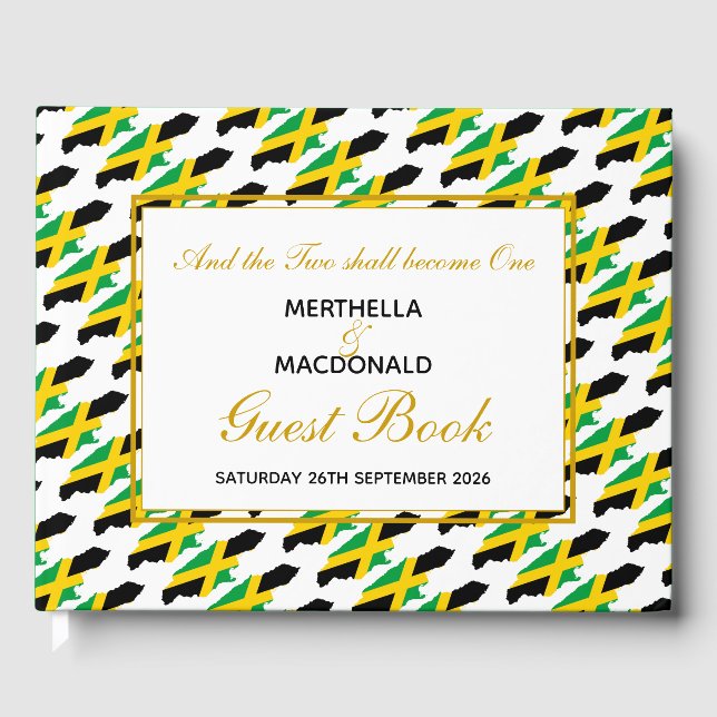 Patriotic JAMAICA FLAG Christian Wedding Guest Book (Front)