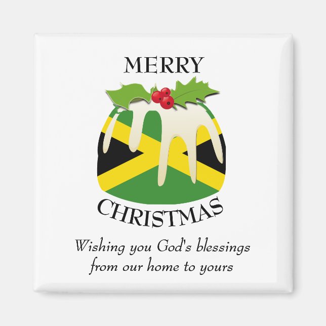 Patriotic JAMAICA FLAG Christmas Pudding Magnet (Front)
