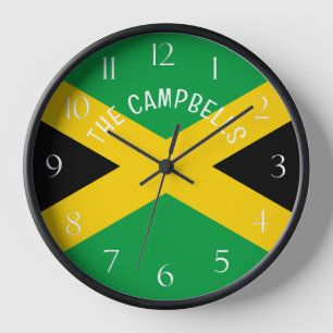 Patriotic Jamaican Flag Clock