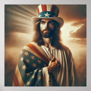 Patriotic Jesus American Christian Bible Art Poste Poster