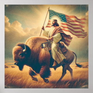 Patriotic Jesus American Christian Bible Art Poster