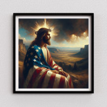 Patriotic Jesus American Christian Bible Art