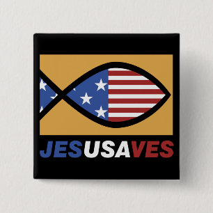 Patriotic Jesus Saves button