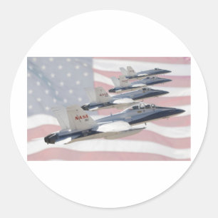 Patriotic Jets Classic Round Sticker