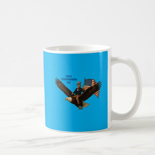 Patriotic July 4 Uncle Sam Riding a Bald Eagle URM Coffee Mug (Right)