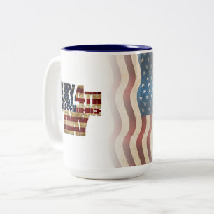 Patriotic July 4th Flag Design Two-Tone Coffee Mug