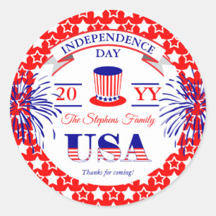 Patriotic July 4th Independence Day Celebration Cl Classic Round Sticker