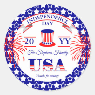 Patriotic July 4th Independence Day Celebration Classic Round Sticker
