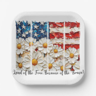Patriotic July 4th Memorial Day Paper Plates