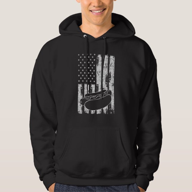 Patriotic July 4th Picnics USA Flag Hotdog Wieners Hoodie (Front)