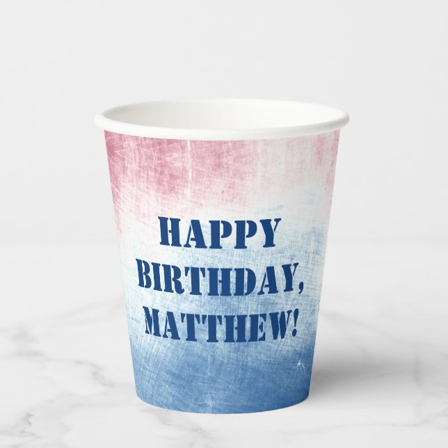Patriotic July 4th Tie Dye Personalised Party Paper Cups (Front)