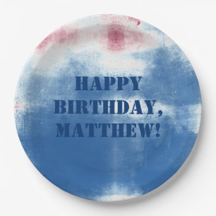 Patriotic July 4th Tie Dye Personalised Party Paper Plate