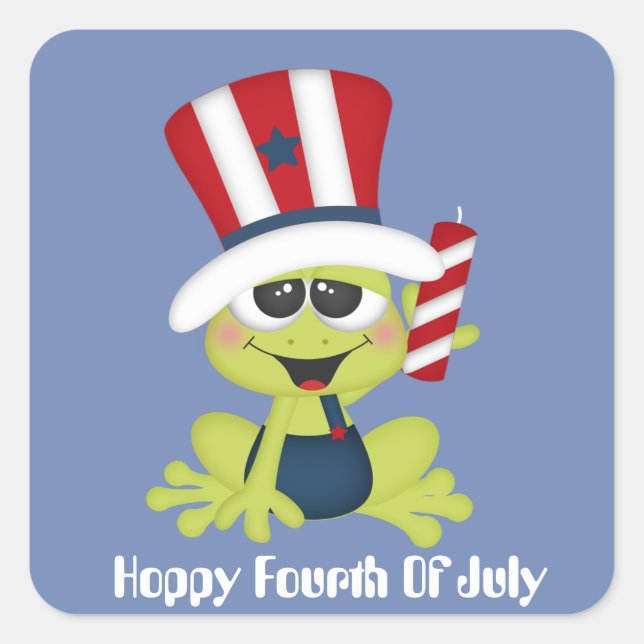 Patriotic July Fourth Holiday frog sticker (Front)