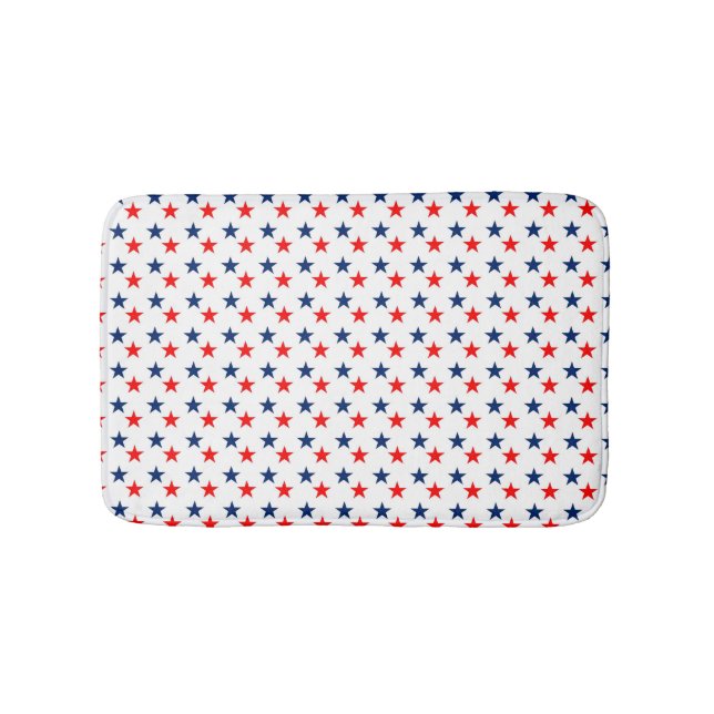 Patriotic July USA American Rustic Country Stars Bath Mat (Front)
