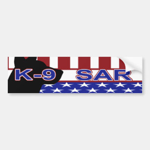PATRIOTIC K-9 SAR -CANINE SEARCH & RESCUE BUMPER STICKER