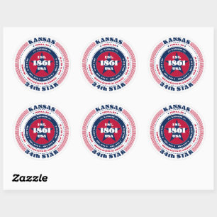 Patriotic Kansas Circle Design Sticker