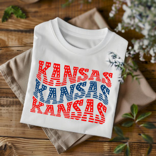 Patriotic Kansas Red and Blue Boho T-Shirt 