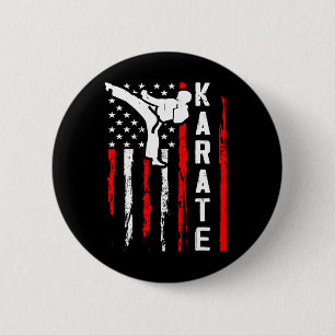 Patriotic Karate Martial Arts Us Flag Black Belt C 6 Cm Round Badge