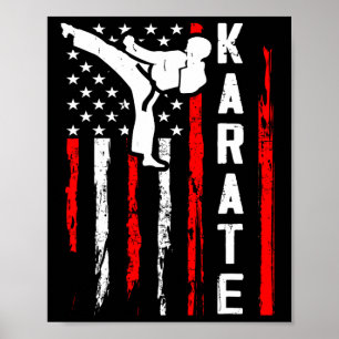 Patriotic Karate Martial Arts Us Flag Black Belt C Poster