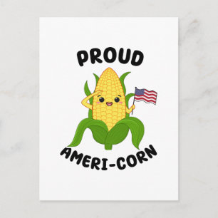 Patriotic Kawaii Corn 4th of July Independence Day Postcard