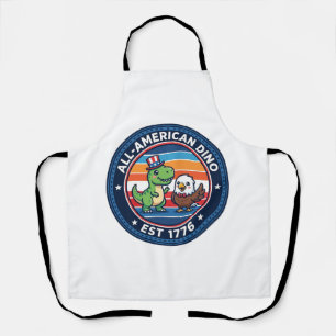 Patriotic Kawaii Dinosaur All-american DINO EST 17 Apron