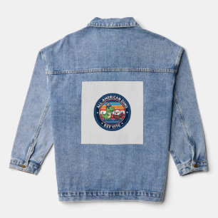 Patriotic Kawaii Dinosaur All-american DINO EST 17 Denim Jacket