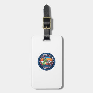 Patriotic Kawaii Dinosaur All-american DINO EST 17 Luggage Tag