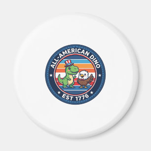 Patriotic Kawaii Dinosaur All-american DINO EST 17 Magnet