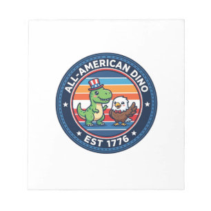 Patriotic Kawaii Dinosaur All-american DINO EST 17 Notepad
