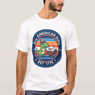 Patriotic Kawaii Dinosaur All-american DINO EST 17 T-Shirt