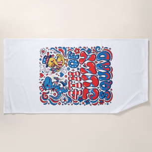 Patriotic Kawaii Dinosaur Best Step-dad Ever Step- Beach Towel