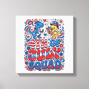 Patriotic Kawaii Dinosaur Best Step-dad Ever Step- Canvas Print