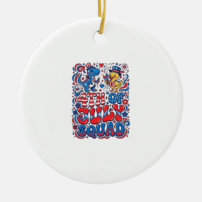 Patriotic Kawaii Dinosaur Best Step-dad Ever Step- Ceramic Tree Decoration (Front)